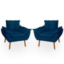 Ver imagem 1 de Kit 2 Poltrona Opala Azul Marinho Suede Decorativa para Sala Escritório Biselos-Decor