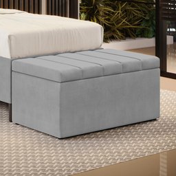 Calçadeira Baú Navi 90 para Cama de Solteiro N-023 Veludo Cinza Claro Aradecor - 1