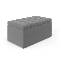 Calçadeira Baú Navi 90 para Cama de Solteiro N-023 Veludo Cinza Claro Aradecor - 3