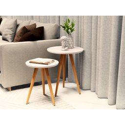 Mesa de Centro Redonda para Sala Sofa Decoração Moveis Off White - 2