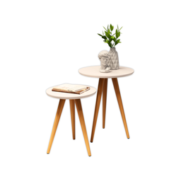 Mesa de Centro Redonda para Sala Sofa Decoração Moveis Off White - 1