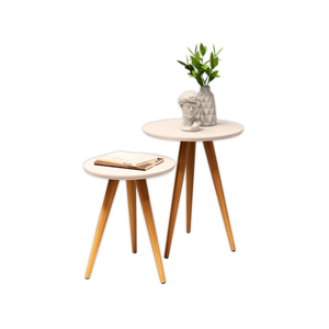 Mesa de Centro Redonda para Sala Sofa Decoração Moveis Off White