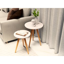 Mesa de Centro Redonda para Sala Sofa Decoração Moveis Off White - 4