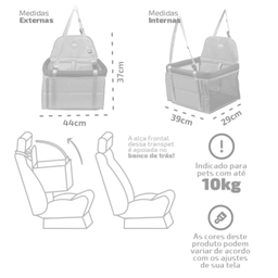 Tubline Transpet Cadeirinha Assento Carro para Pets Cachorro e Gato até 10kg - Cappuccino/marrom - 5