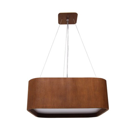 Lustre Pendente Madeira Arredondado 35x35cm Mel