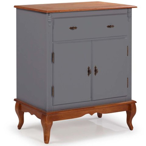 Balcão Linz com Pés Luis Xv 2 Portas 1 Gaveta 99 X 90 X 45 Cm (a X L X P) - Cor Cinza Escuro/imbuia