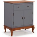 Ver imagem 1 de Balcão Linz com Pés Luis Xv 2 Portas 1 Gaveta 99 X 90 X 45 Cm (a X L X P) - Cor Cinza Escuro/imbuia