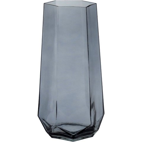 Vaso Decorativo de Vidro Fumê 28x10x10cm Enfeite Sala Mesa Estante Aparador