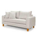 Ver imagem 4 de Sofa Living 185cm Tecido Boucle Almofadas Soltas Pes em Madeira: Off White