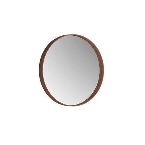 Espelho Decorativo Mérida Redondo 50cm Moldura Tecido Sintético Castanho Bechara Móveis