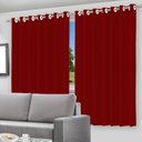 Ver imagem 1 de Cortina Blackout com Forro 2 em 1 Voil Vermelho com Ilhos - 280x260cm