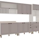 Ver imagem 2 de Cozinha Completa Modulada 5 Peças 100% MDF Iluminata Cinza/Branco/Fendi