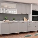 Ver imagem 1 de Cozinha Completa Modulada 5 Peças 100% MDF Iluminata Cinza/Branco/Fendi