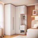 Ver imagem 1 de Guarda Roupa Modulado 100% MDF 3 Peças com Mesa de Cabeceira Esquerda 4 Portas e 2 Gavetas Integrato