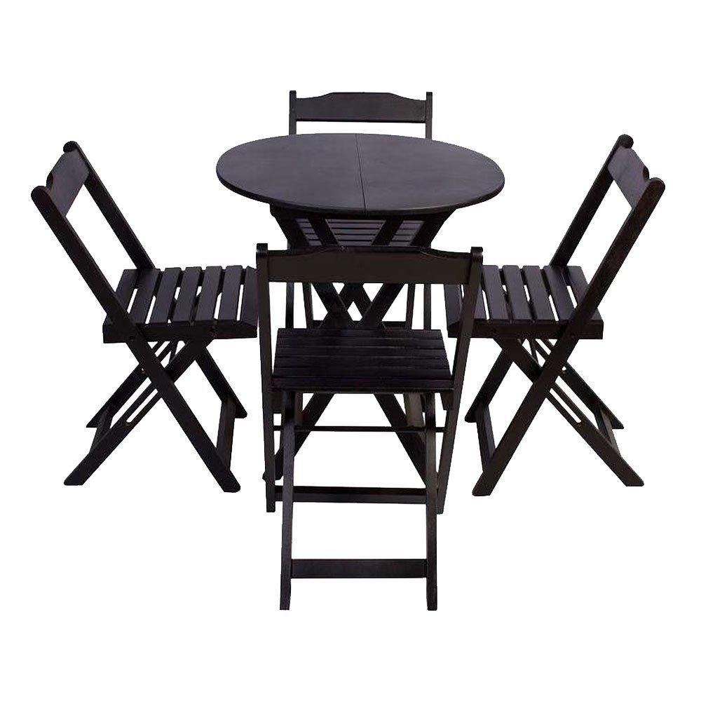 Conjunto de Mesa Dobravel com 4 Cadeiras Tampo Redondo 70x70 - 1