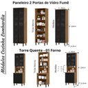 Ver imagem 4 de Cozinha Modulada Completa MDF 6 Peças Lombardia com Portas de Vidro - cor Freijó Nero