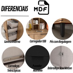 Cozinha Modulada Completa MDF 6 Peças Lombardia com Portas de Vidro - cor Freijó Nero - 5 Cozinha Modulada Completa MDF 6 Peças Lombardia com Portas de Vidro - cor Freijó Nero - 5