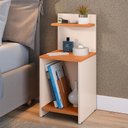 Ver imagem 3 de Mesa Cabeceira Porta Objetos Prateleira Mesinha Lateral Decoração Quarto Off White/cinamomo - Rpm