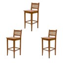Ver imagem 1 de Kit 3 Banquetas Gourmet Rústica para Restaurantes em Madeira Maciça Bh - Natural - Bege