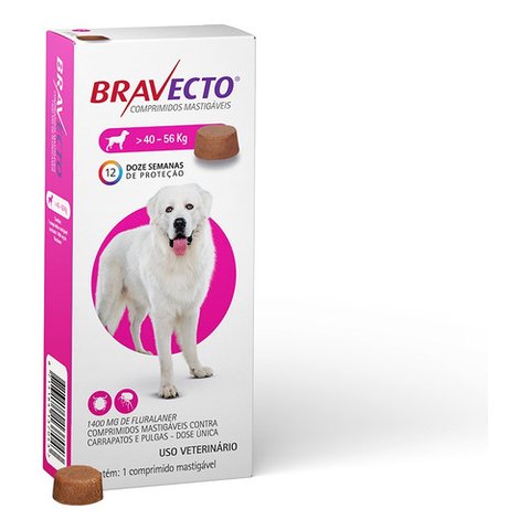 Antipulgas Bravecto Cachorro Cães 40kg a 56kg Msd Anti Pulga - Rosa