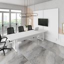 Ver imagem 1 de Mesa Escritório 2,70m 2 Cx de Tomada e Painel de Tv Duplo F5 Cor:branco