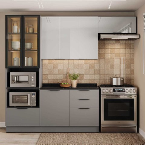 Cozinha Completa com Cristaleira 270cm 5 Peças Lumina Telasul