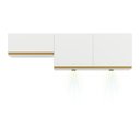 Ver imagem 3 de Kit 2 Armários de Cozinha Aéreos 3 Portas com Leds Veneza Multimóveis Mp2146 Branco/dourado