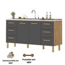 Ver imagem 2 de Balcão Belém para Pia 1,60m com Portas e Gavetas Amêndoa Grafite