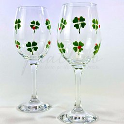 02und Taça de Vidro - Trevo e Corações Elegance Personalizada - 1