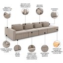 Ver imagem 4 de Sofá Ilha e Puff Sala Living 505cm Siesta M22 Veludo Bege - Mpozenato