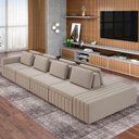 Ver imagem 5 de Sofá Ilha e Puff Sala Living 505cm Siesta M22 Veludo Bege - Mpozenato