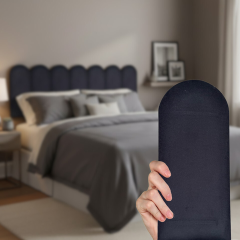 Cabeceira Nuvem Estofada Casal 7 Placas Suede Macio 45x20cm:azul Marinho