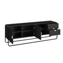Ver imagem 4 de Rack Sala Orgânico 180cm 2 Portas 2 Gavetas e Pés em Metal Cor:nero com Preto