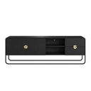 Ver imagem 2 de Rack Sala Orgânico 180cm 2 Portas 2 Gavetas e Pés em Metal Cor:nero com Preto