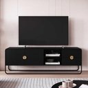 Ver imagem 1 de Rack Sala Orgânico 180cm 2 Portas 2 Gavetas e Pés em Metal Cor:nero com Preto
