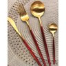 Talheres Vermelho Finos Faqueiro Slim Luxo Aço Inox 24 Peças - 3