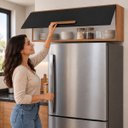 Ver imagem 6 de Armário Aéreo Parede de Cozinha para Geladeira 79cm Preto