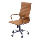 Ver imagem 2 de Cadeira de Escritório Esteirinha Base Cromada com Rodinha Fortt Praga Marrom - Cef02-m