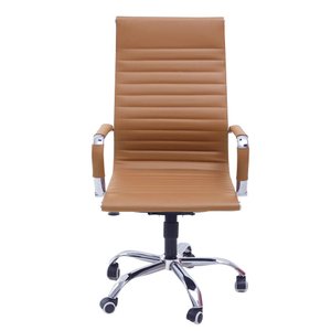 Cadeira de Escritório Esteirinha Base Cromada com Rodinha Fortt Praga Marrom - Cef02-m
