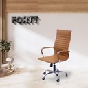 Ver imagem 4 de Cadeira de Escritório Esteirinha Base Cromada com Rodinha Fortt Praga Marrom - Cef02-m