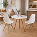 Ver imagem 2 de Conjunto Mesa de Jantar Redonda 70cm 2 Cadeiras Charles Eames Eiffel - Branco