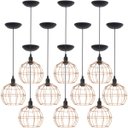 Ver imagem 1 de 10 Pendentes Aramado Globo Luminária Lustre Teto Retrô Vintage Industrial Balcão Cobre Rose Gold