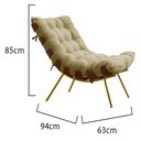 Ver imagem 4 de Poltrona Decorativa Sala Quarto Recepção Escritório  Costela Base Dourada Fixa Linho Bege