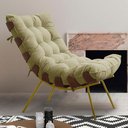 Ver imagem 3 de Poltrona Decorativa Sala Quarto Recepção Escritório  Costela Base Dourada Fixa Linho Bege