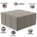 Ver imagem 4 de Puff Decorativo Para Sala de Estar Quadrado Milano 90x90cm W01 Bouclê Bege - Lyam Decor