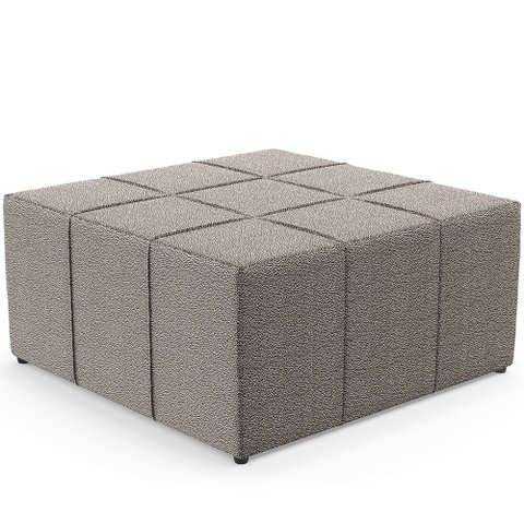 Puff Decorativo Para Sala de Estar Quadrado Milano 90x90cm W01 Bouclê Bege - Lyam Decor