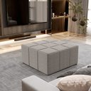 Ver imagem 2 de Puff Decorativo Para Sala de Estar Quadrado Milano 90x90cm W01 Bouclê Bege - Lyam Decor
