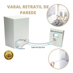 Varal Retrátil de Parede em Aço Inox Até 4,2 metros - 3