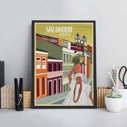 Quadro Poster Salvador - Bahia 33x24cm - com Vidro:madeira Branca - 2 Quadro Poster Salvador - Bahia 33x24cm - com Vidro:madeira Branca - 2