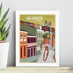 Quadro Poster Salvador - Bahia 33x24cm - com Vidro:madeira Branca - 1 Quadro Poster Salvador - Bahia 33x24cm - com Vidro:madeira Branca - 1